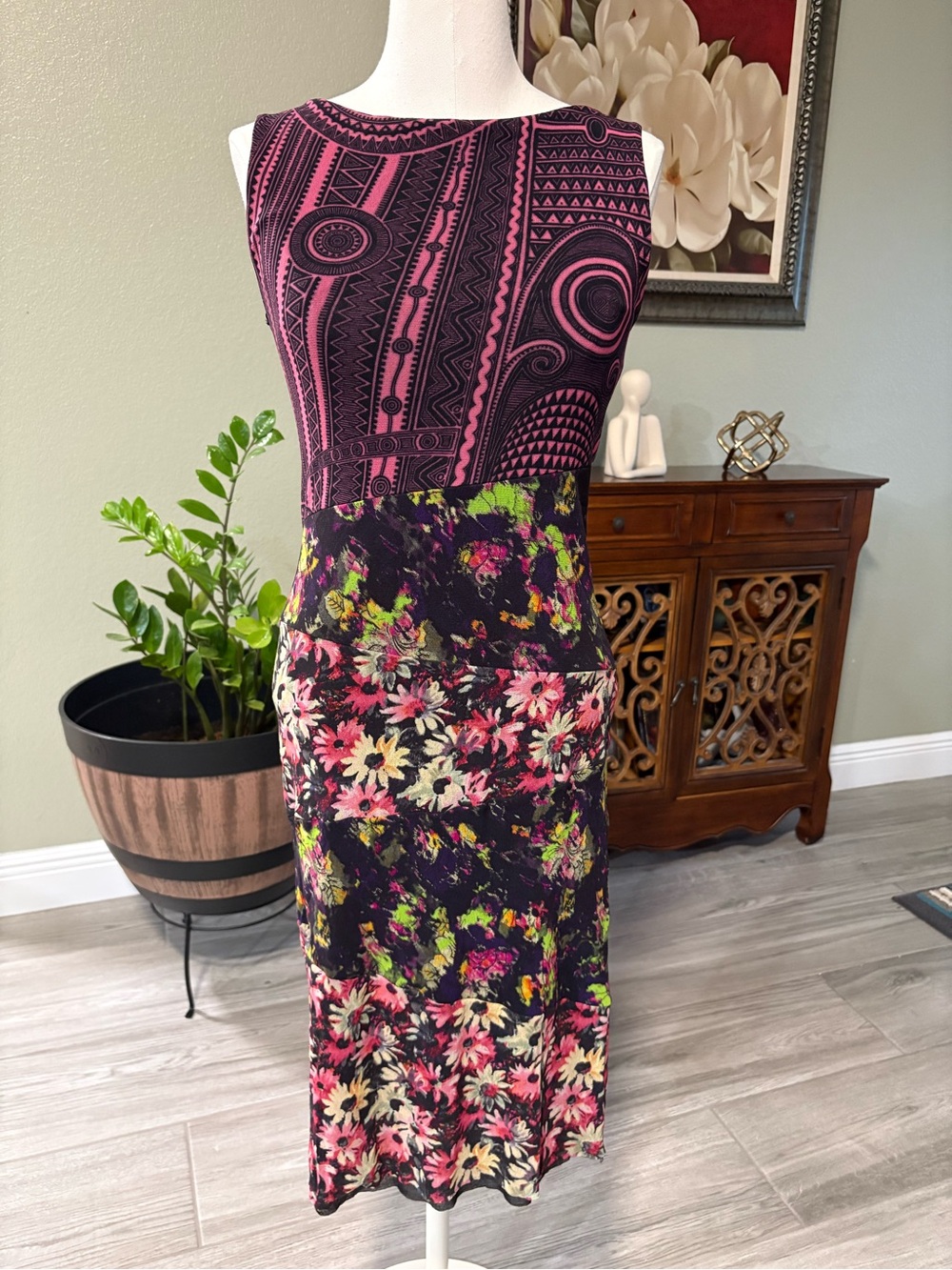 Vintage Jean Paul Gaultier Black & Pink Mixed-Print Top